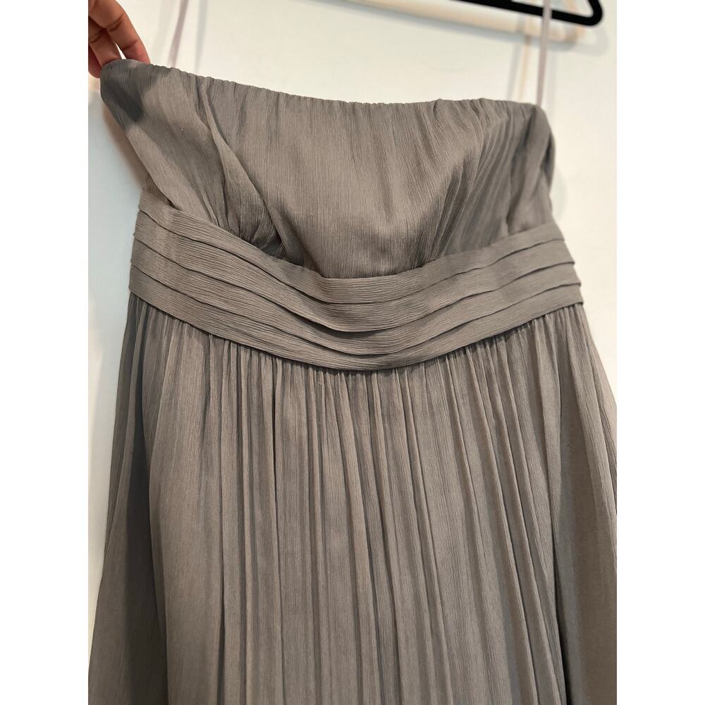 J. Crew Juliet Strapless Silk Chiffon Midi Dress Gray Small Bridesmaid Cocktail - Picture 4 of 8